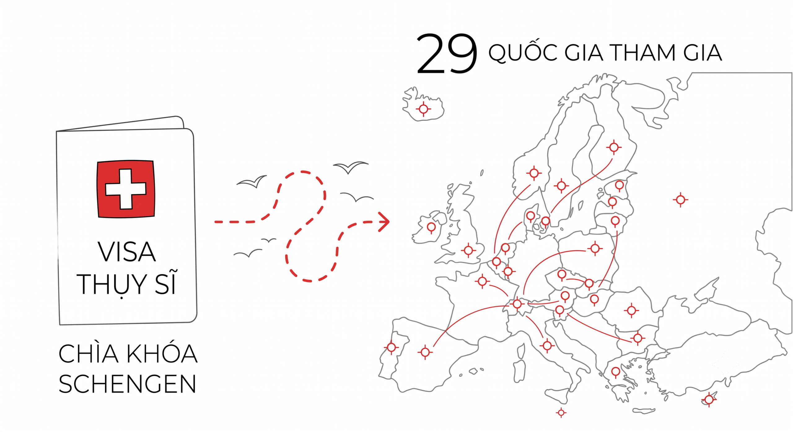 Hình minh họa Visa Thụy Sĩ là chìa khóa Schengen giúp sinh viên tự do đi lại 29 quốc gia châu Âu.