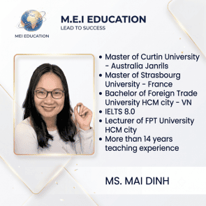 Hình ảnh chân dung giới thiệu Ms. Mai Dinh, thành viên đội ngũ chuyên gia giàu kinh nghiệm tại MEI Education.